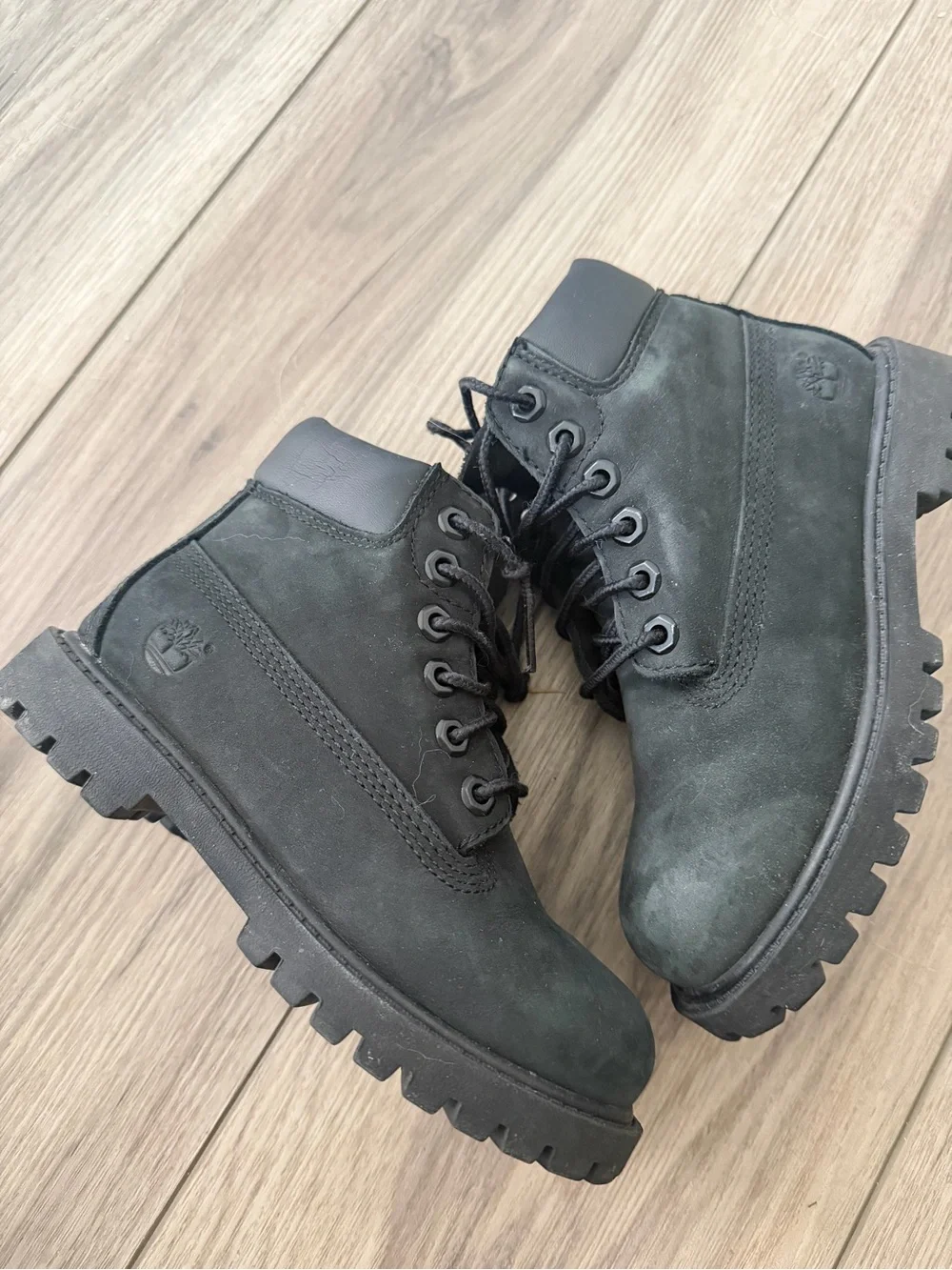 Timberland Kids Black Nubuck Lace-Up Boot